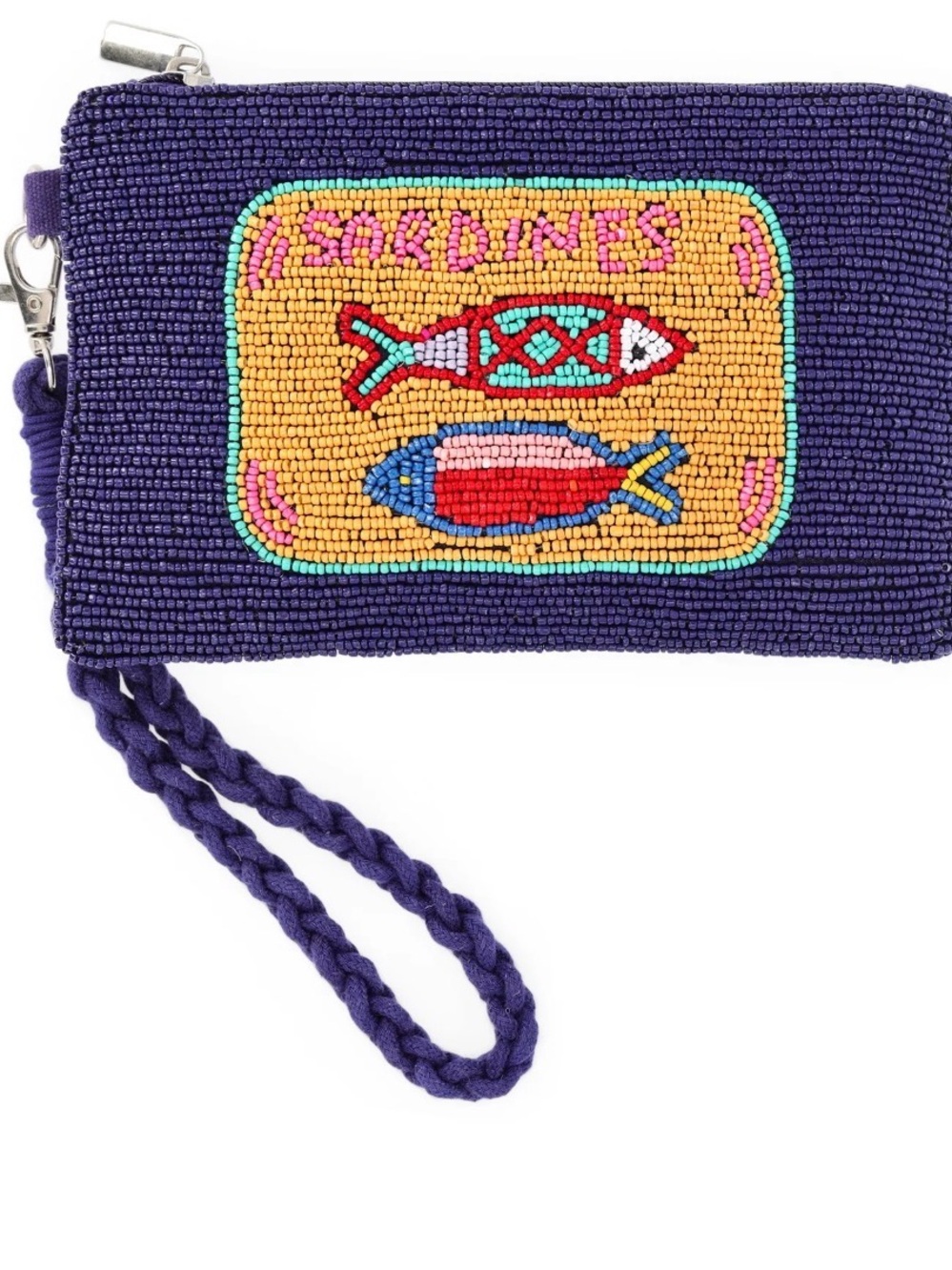 Viral TikTok Sardines Navy Beaded Wristlet Pouch with Colorful Fish Design India